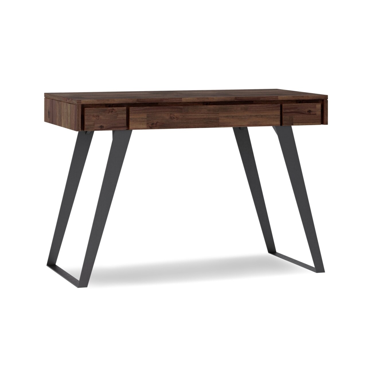 Simplihome Lowry Solid Wood And Metal Modern 44"Office Desk, Writing Table